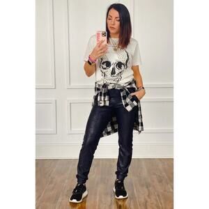 Viral TikTok Sz 2XL Pebble Joggers Pull On Pants Shiny Black Boutique MR Basics